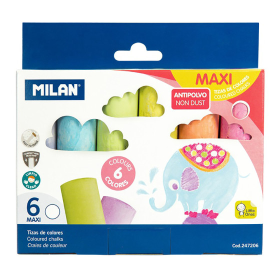 Caixa de 6 gizes coloridos maxi milan