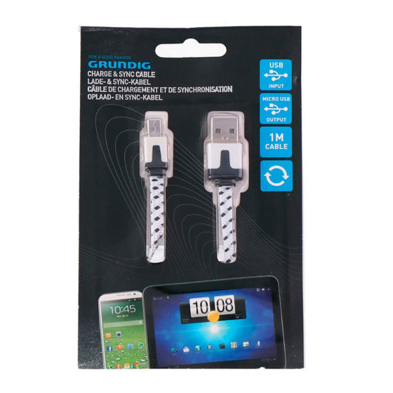 Cabo carregador usb a micro usb com sincronização grundig 1m