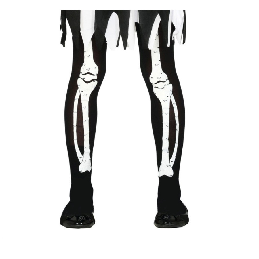 Collants de Crianca Esqueleto 5-9 anos Preto / Branco