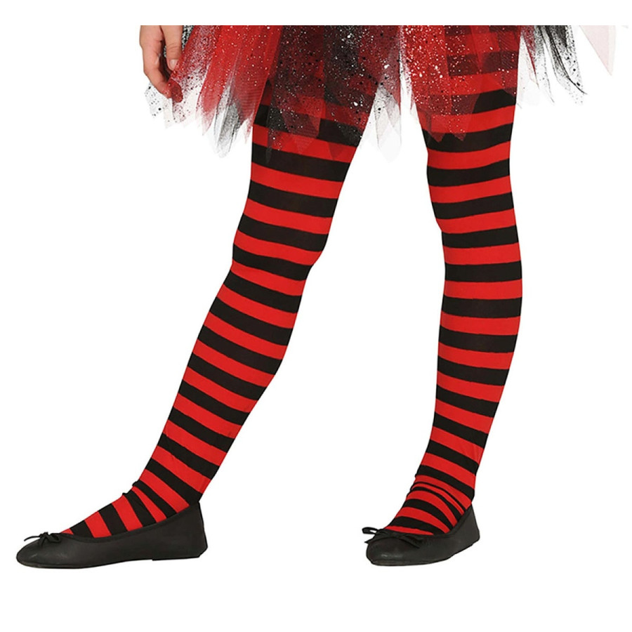 Collants de Criança Riscas 3-6 anos Preto / Vermelho