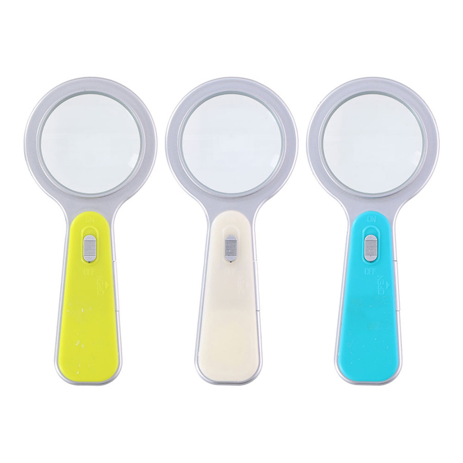 Lupa com luz led cores sortidas ø6,5x1x14,5cm