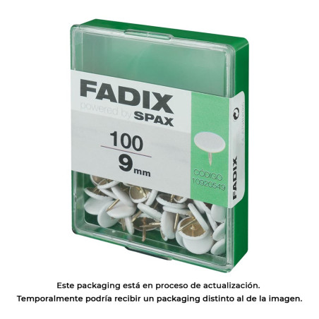 Caixa m 100 unid. pionés plano branco 9mm fadix