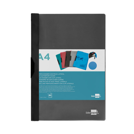Capa com clipe lateral pp din a4 preto liderpapel