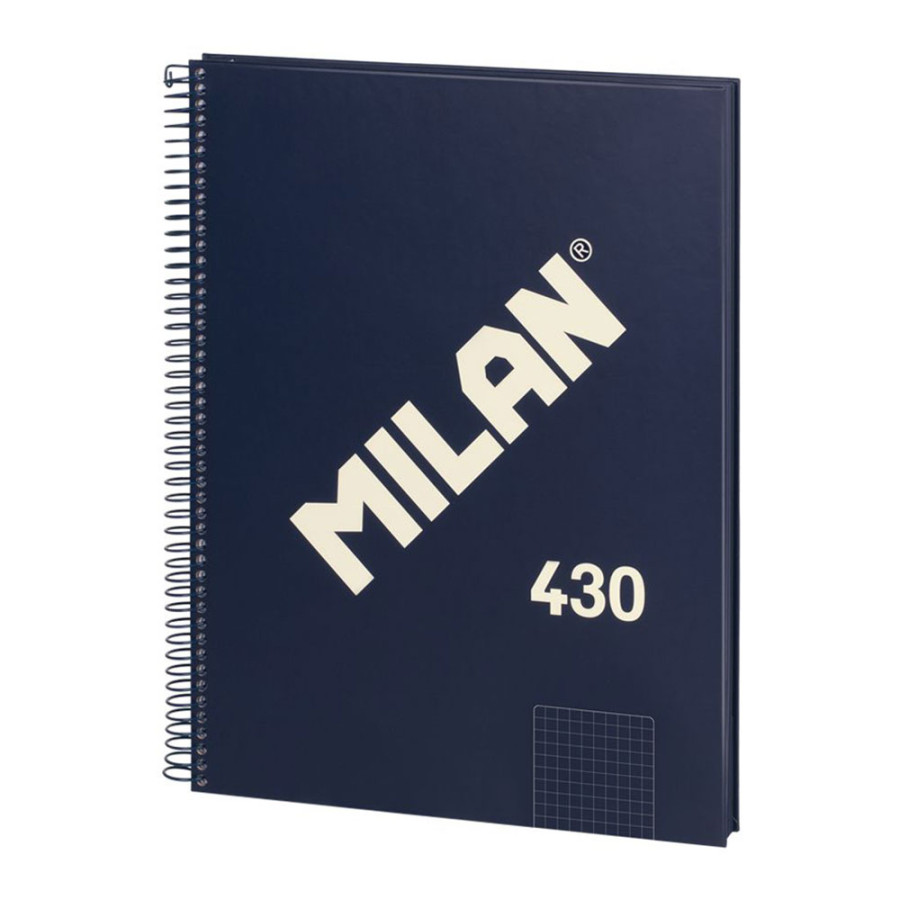 Caderno quadriculado a4 (5x5mm) azul-marinho, com espiral.