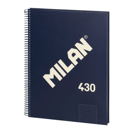Caderno quadriculado a4 (5x5mm) azul-marinho, com espiral.