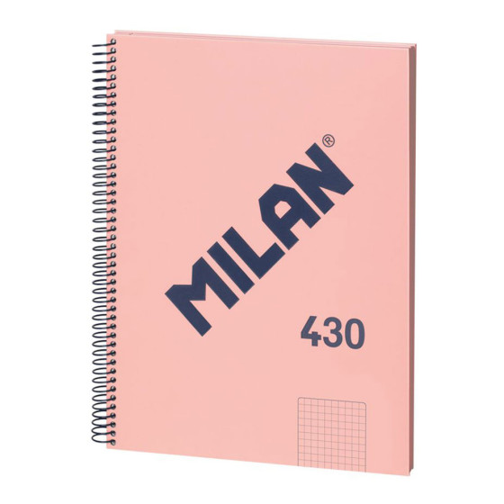 Caderno quadriculado a4 (5x5mm) rosa, com espiral.