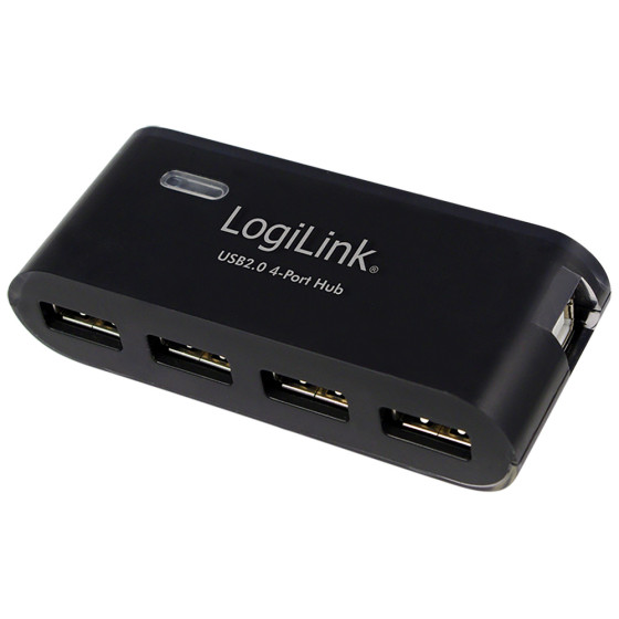 Hub usb 2.0 de 4 portas, preto - com alimentador e cabo usb logilink