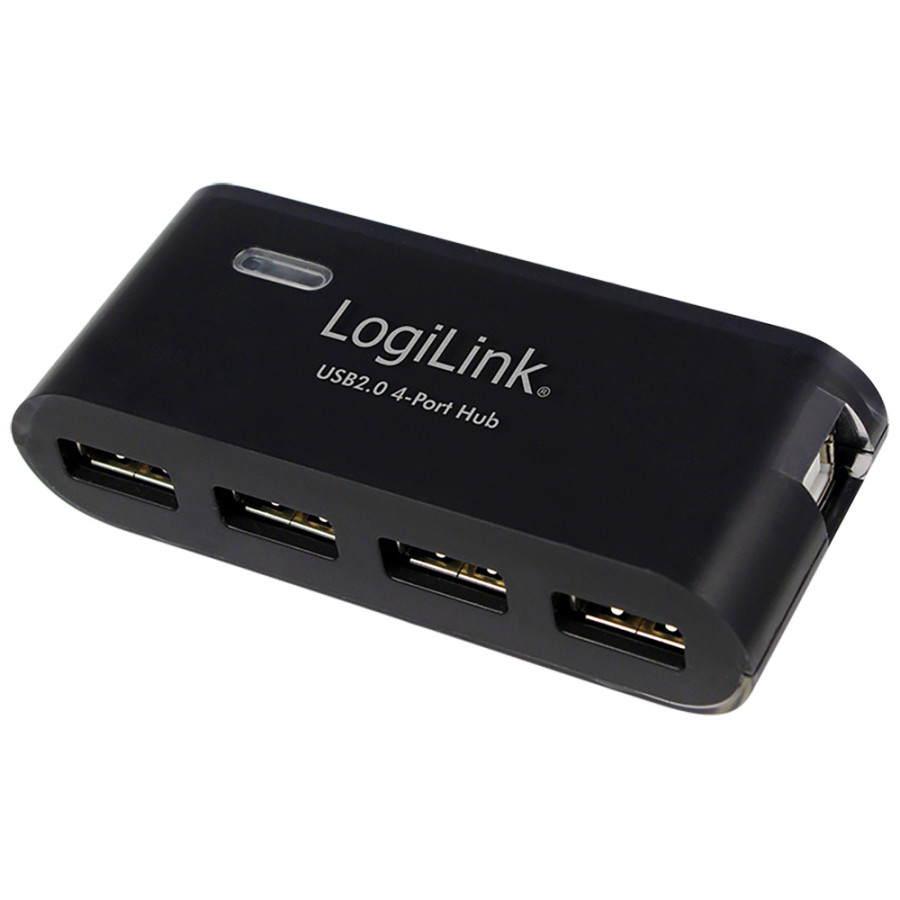 Hub usb 2.0 de 4 portas, preto - com alimentador e cabo usb logilink
