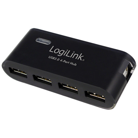 Hub usb 2.0 de 4 portas, preto - com alimentador e cabo usb logilink