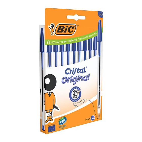 Caneta esferográfica cristal azul blíster 10 unidades