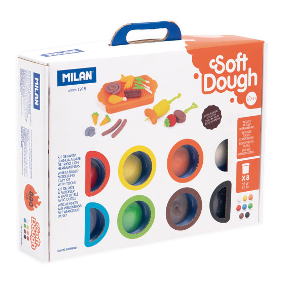 Mala massa macia soft dough 8 frascos de 59 g com utensílios para churrasco