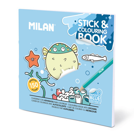 Livro de colorir blue odissey com autocolantes