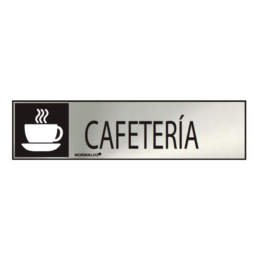 Sinal informativo "cafeteria" (inox adesivo 0.8mm) 5x20cm normaluz