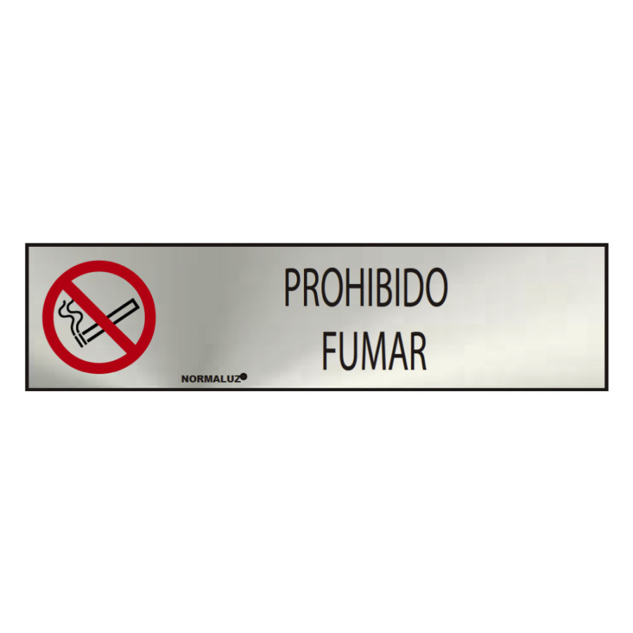 Sinal informativo "prohibido fumar" (inox adesivo 0.8mm) 5x20cm normaluz