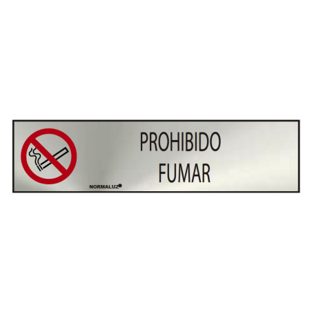 Sinal informativo "prohibido fumar" (inox adesivo 0.8mm) 5x20cm normaluz