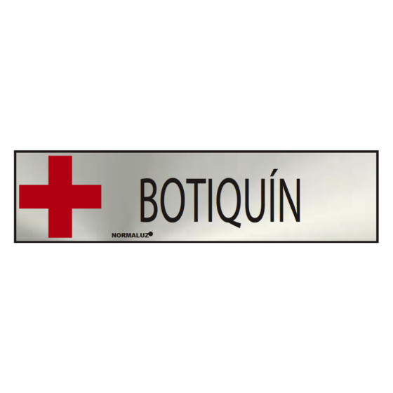 Sinal informativo "botiquin" (inox adesivo 0.8mm) 5x20cm normaluz