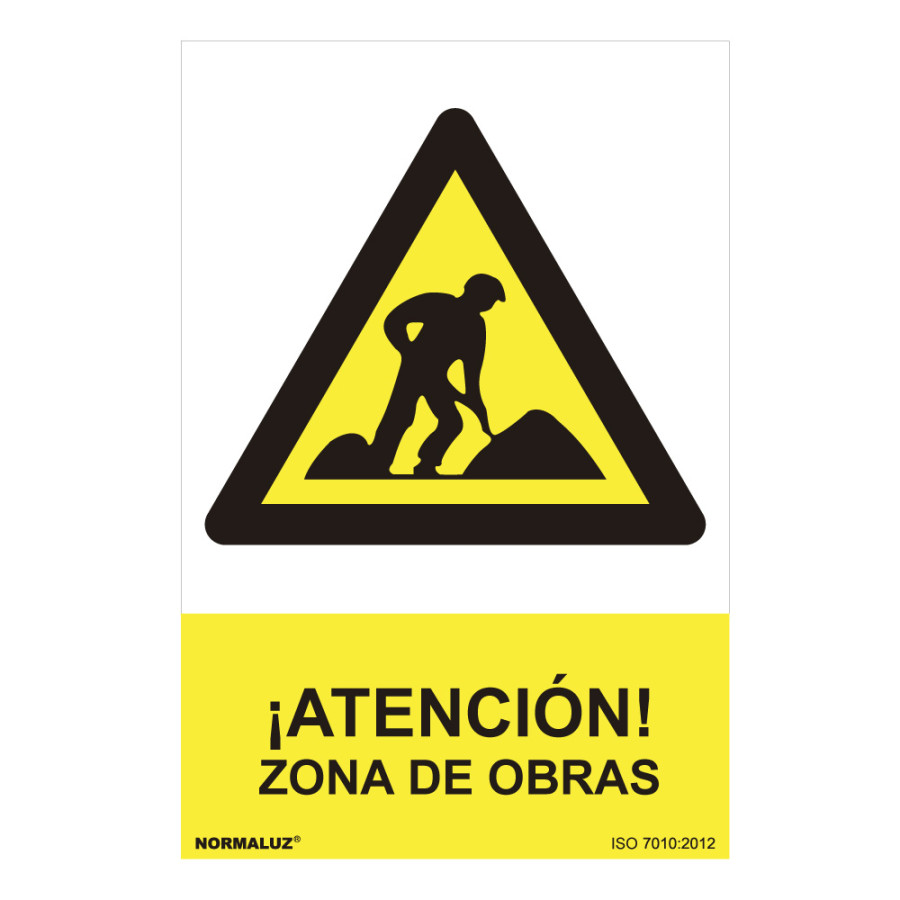 Sinal perigo "zona de obras" (pvc 0.7mm) 30x40cm normaluz