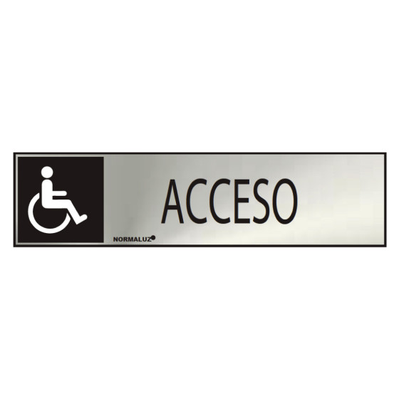 Sinal informativo "acceso" desabilitado (inox adesivo 0.8mm) 5x20cm normaluz