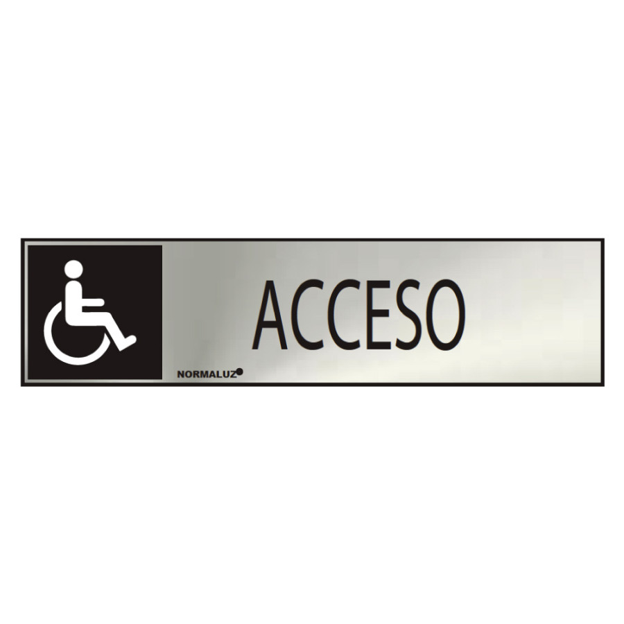 Sinal informativo "acceso" desabilitado (inox adesivo 0.8mm) 5x20cm normaluz