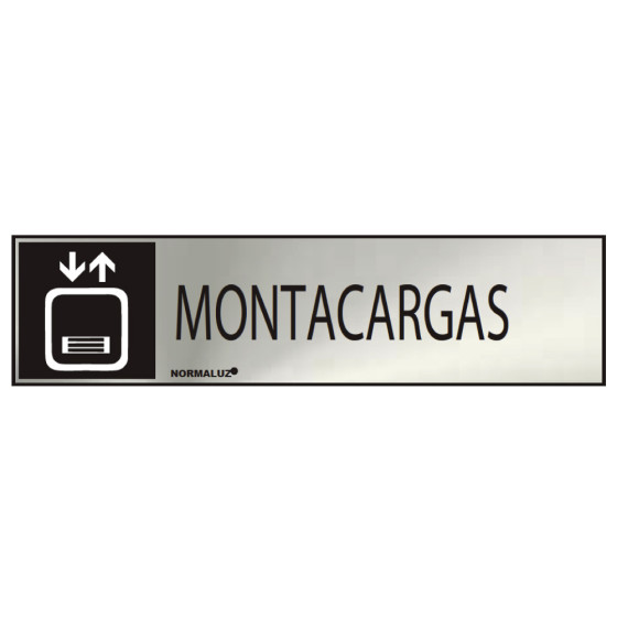 Sinal informativo "montacargas" (inox adesivo 0.8mm) 5x20cm normaluz