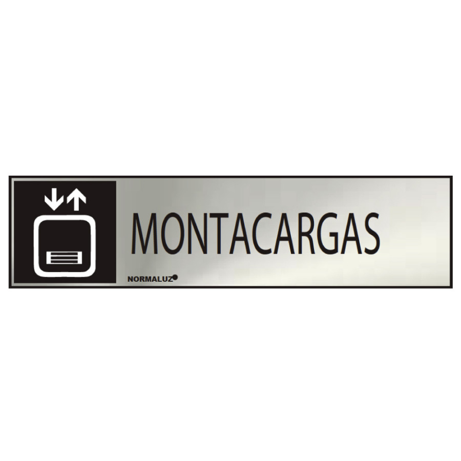 Sinal informativo "montacargas" (inox adesivo 0.8mm) 5x20cm normaluz