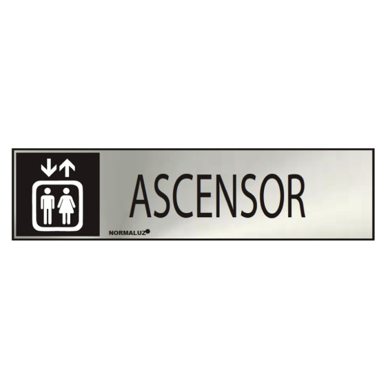 Sinal informativo "ascensor" (inox adesivo 0.8mm) 5x20cm normaluz