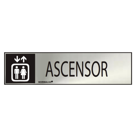 Sinal informativo "ascensor" (inox adesivo 0.8mm) 5x20cm normaluz