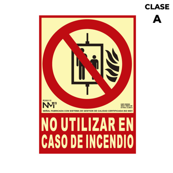 Sinal de extinção "no utulizar en caso de incendio" classe a (pvc 1mm) 21x30cm normaluz