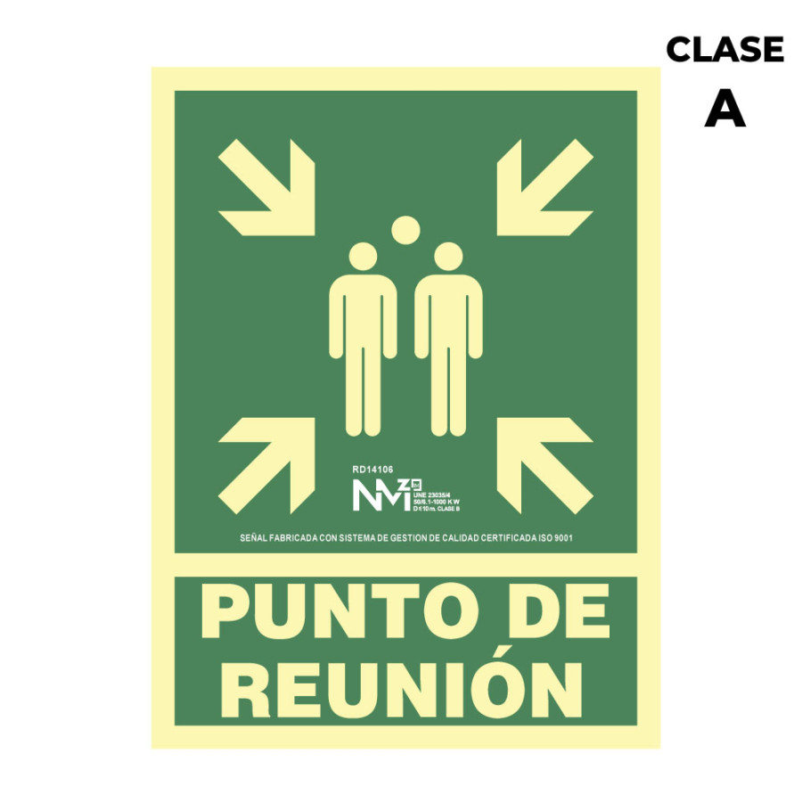 Sinal de evacuação "punto de reunion" classe a (pvc 1mm) 22.4x30cm normaluz