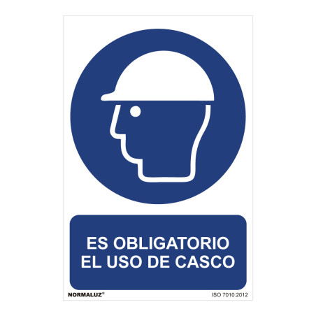 Sinal "es obligatorio el uso de casco" (pvc 0,7mm) 30x40cm normaluz