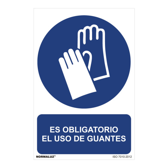 Sinal "es obligatorio el uso de guantes" (pvc 0,7mm) 30x40cm normaluz