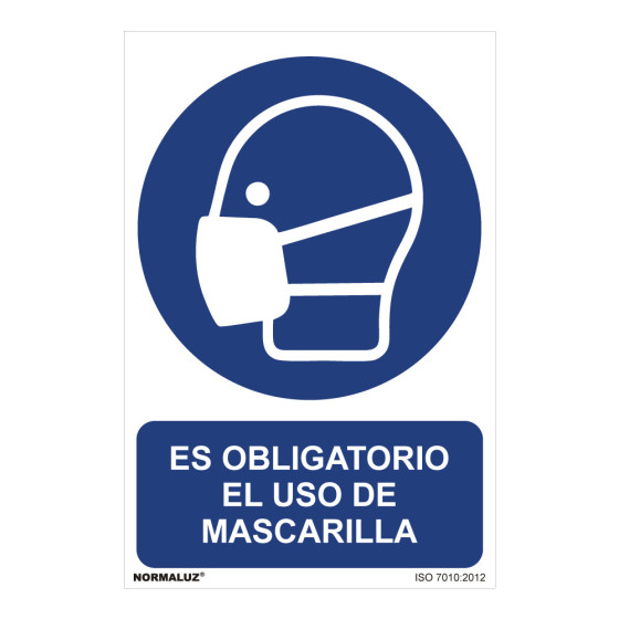Sinal "es obligatorio el uso de mascarilla" (pvc 0,7mm) 30x40cm normaluz
