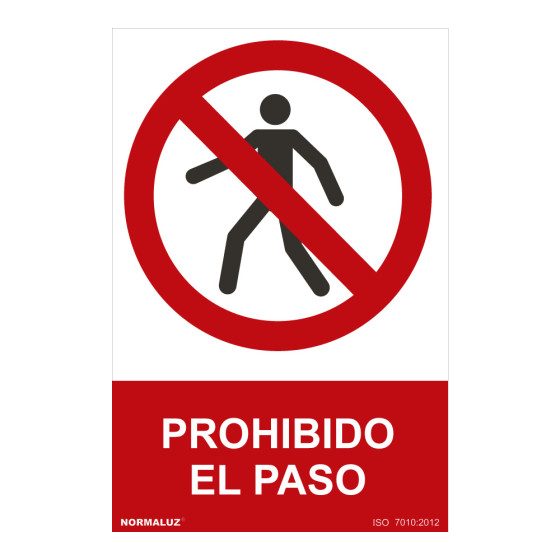 Sinal "prohibido el paso" (pvc 0,7mm) 30x40cm normaluz
