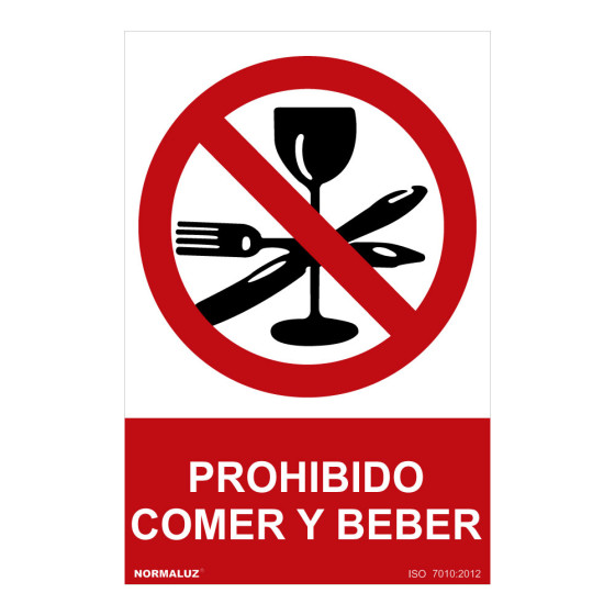 Sinal proibido "proibido comer y beber" (pvc 0.7mm) 30x40cm