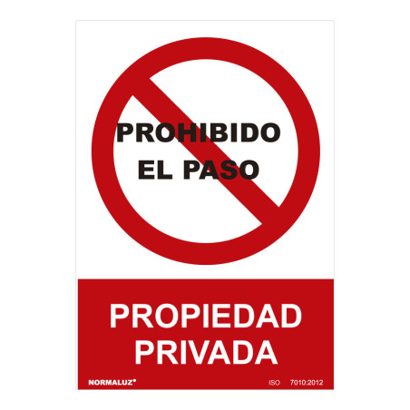 Sinal proibido "prohibido el paso propiedad privada" (pvc 0.7mm) 30x40cm normaluz