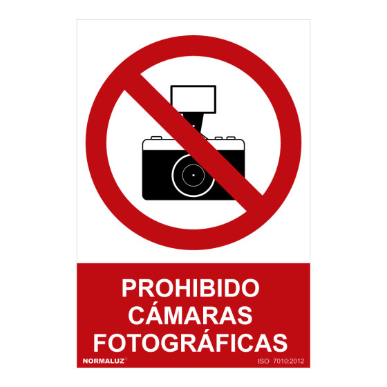 Sinal proibido "proibido máquinas fotograficas" (pvc 0.7mm) 30x40cm normaluz