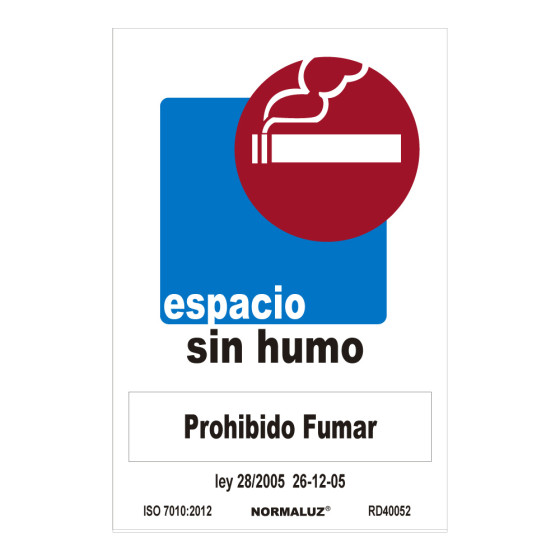 Sinal "espacio sin humo-prohibido fumar" (pvc 0,7mm) 30x40cm normaluz