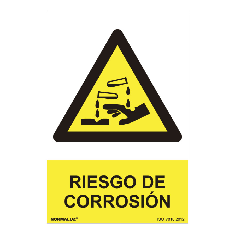 Sinal perigo "riesgo de corrosion" (pvc 0.7mm) 30x40cm normaluz