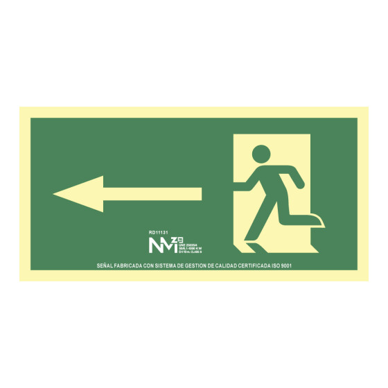 Sinal de evacuação fecha esquerda (pvc 1mm) classe a 32x16cm normaluz