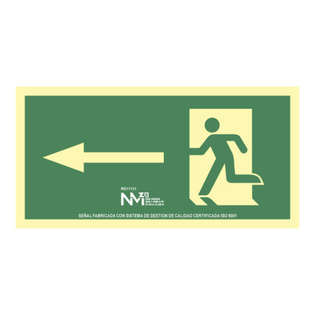 Sinal de evacuação fecha esquerda (pvc 1mm) classe a 32x16cm normaluz