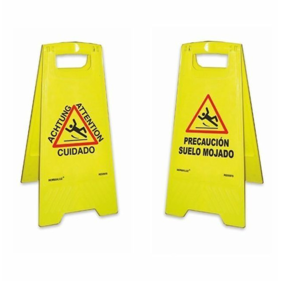 Sinal de chão amarelo cuidado piso molhado 62cm h normaluz