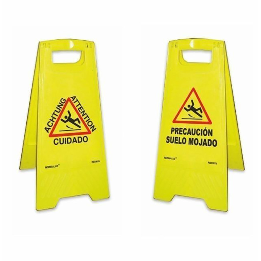 Sinal de chão amarelo cuidado piso molhado 62cm h normaluz