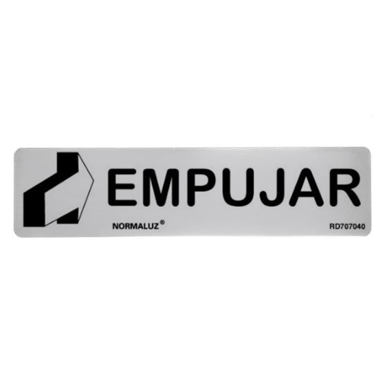 Sinal informativo "empujar", adesivo inox 0,8 mm, 5 x 20 cm
