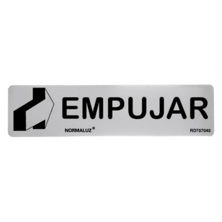 Sinal informativo "empujar", adesivo inox 0,8 mm, 5 x 20 cm