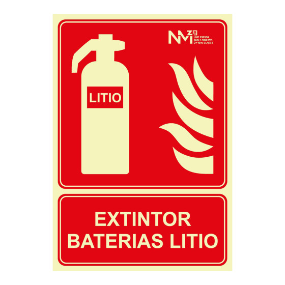 Pôster "extinção de incêndio" para baterias de lítio classe a (1 mm) 210 x 300 mm