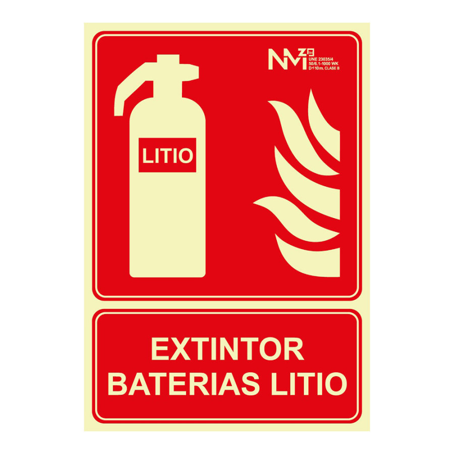 Pôster "extinção de incêndio" para baterias de lítio classe a (1 mm) 210 x 300 mm
