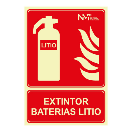 Pôster "extinção de incêndio" para baterias de lítio classe a (1 mm) 210 x 300 mm