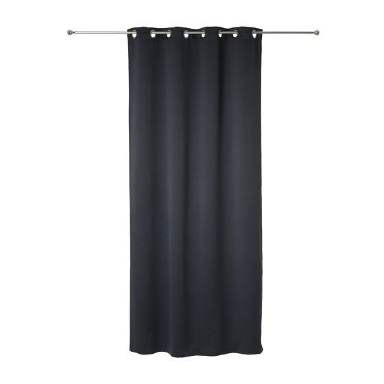 Cortina opaca com argolas cor cinzento escuro 260x140cm