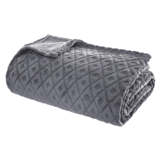 Plaid/manta 230x180cm modelo 'winter rhombus' cor cinzento