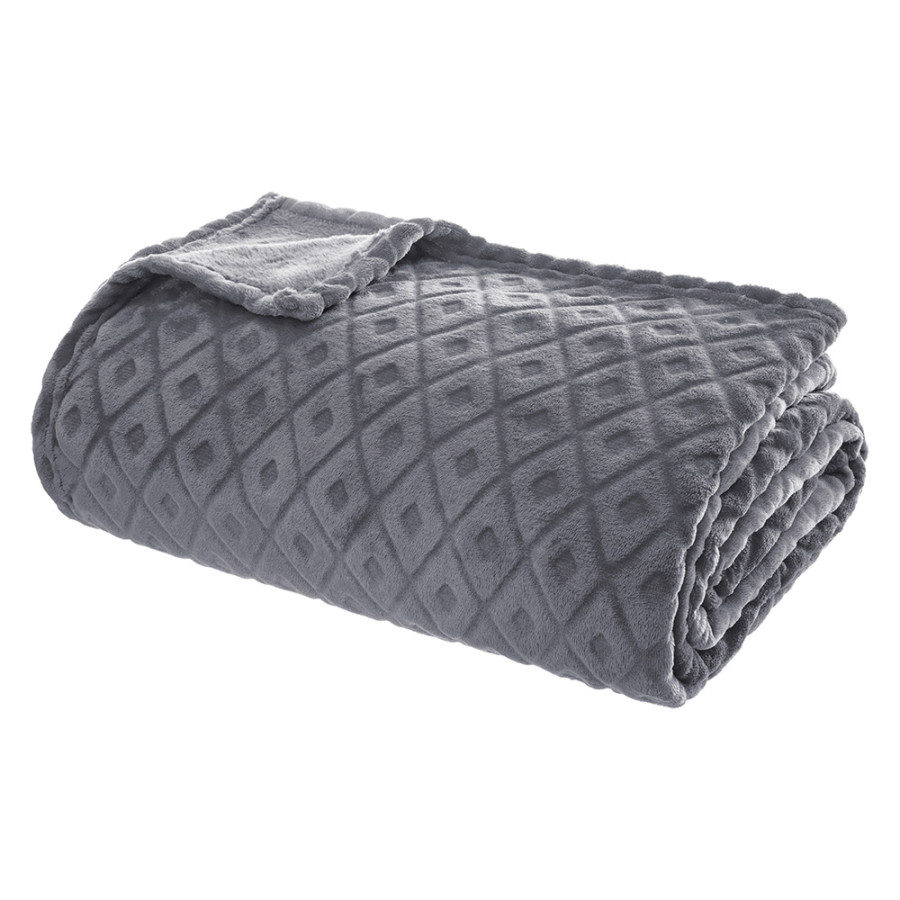 Plaid/manta 230x180cm modelo 'winter rhombus' cor cinzento